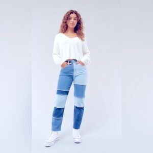 HOLLISTER ULTRA high-rise vintage straight Color Block Women's Jeans